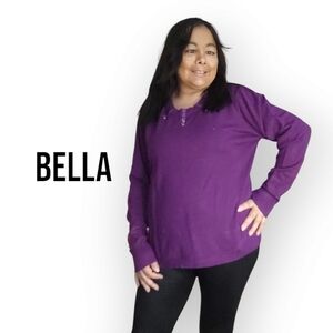 Bella Women's Purple Cowl Neck Button Design Sweater Size Large